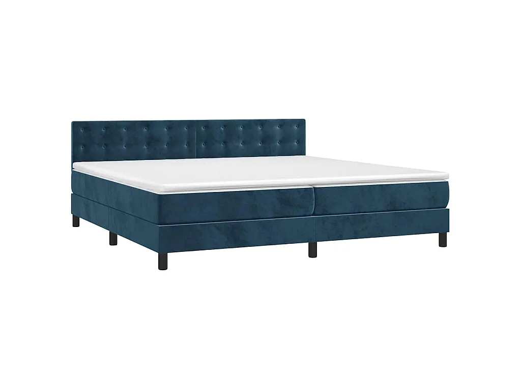Sommier à lattes de lit et matelas Bleu foncé 200x200cm Velours