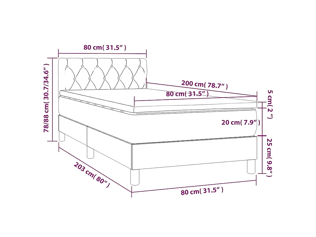 Boxspring met matras fluweel donkerblauw 80x200 cm