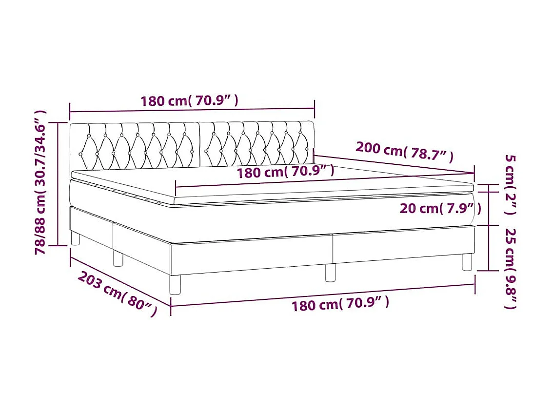 Boxspringbett mit Matratze Dunkelgrün 180x200 cm Samt