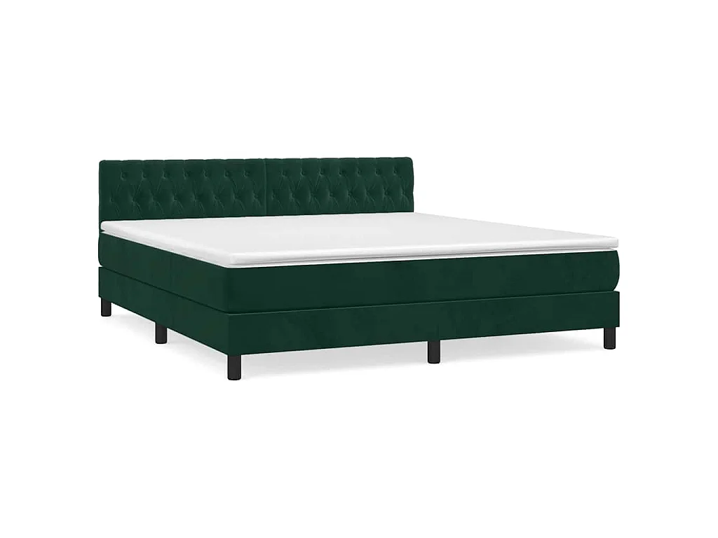 Sommier à lattes de lit et matelas Vert foncé 180x200cm Velours