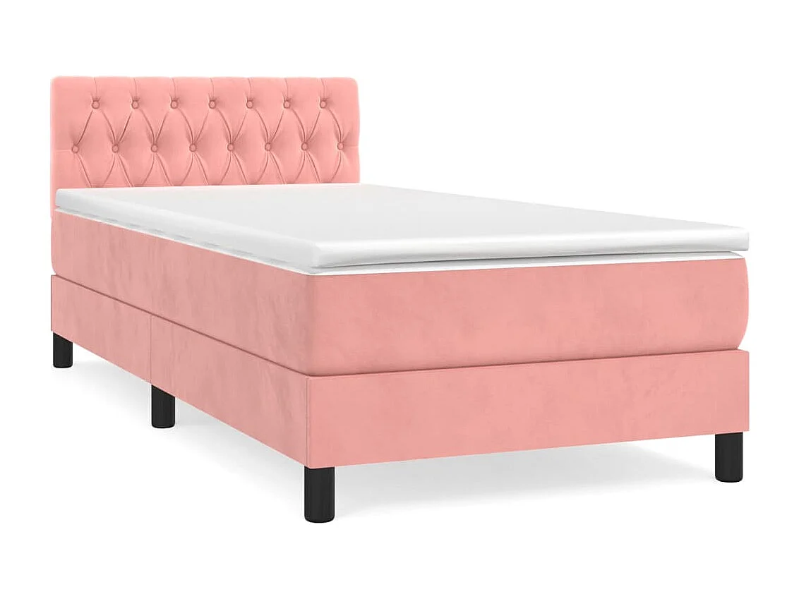 Boxspring met matras fluweel roze 100x200 cm