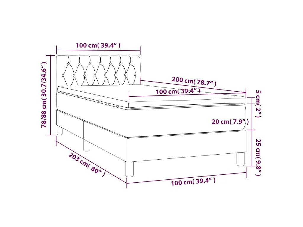 Sommier à lattes de lit avec matelas Rose 100x200 cm Velours