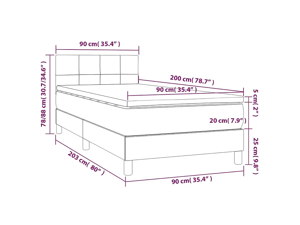 Boxspringbett mit Matratze Rosa 90x200 cm Samt