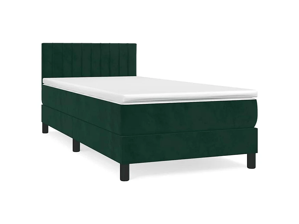 Sommier à lattes de lit avec matelas Vert foncé 90x190 cm