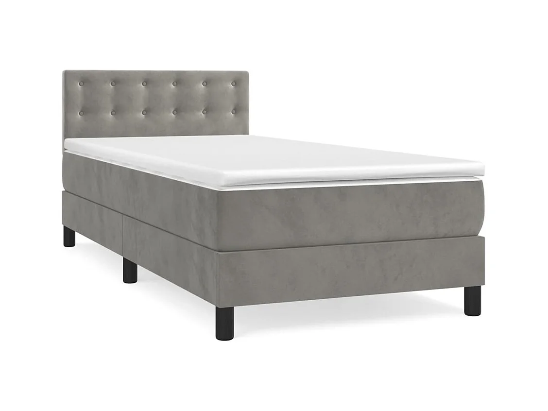 Boxspringbett mit Matratze Hellgrau 90x200 cm Samt