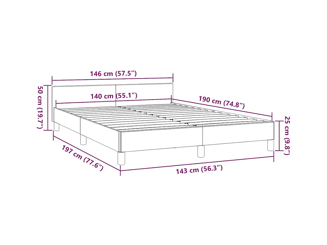 Estrutura cama c/ cabeceira sem colchão 140x190 cm cappuccino