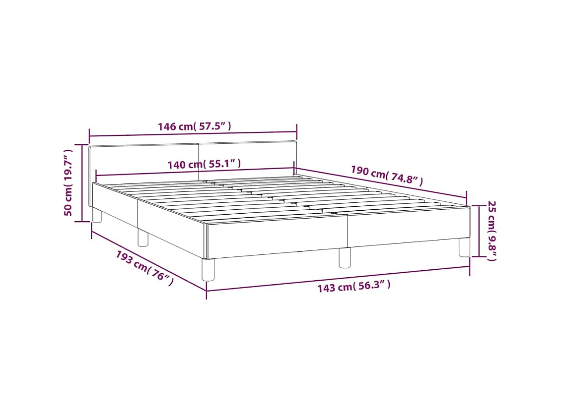 Estrutura cama c/ cabeceira sem colchão 140x190 cm cappuccino