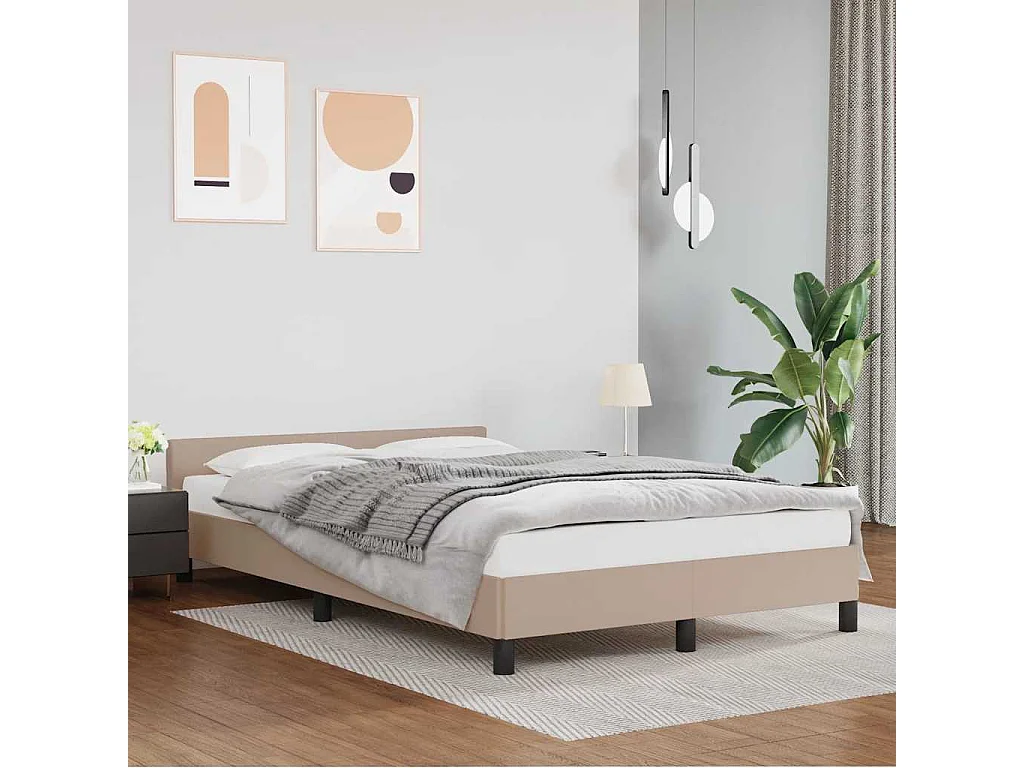 Bedframe met hoofdeinde zonder matras Cappuccino 140x190 cm