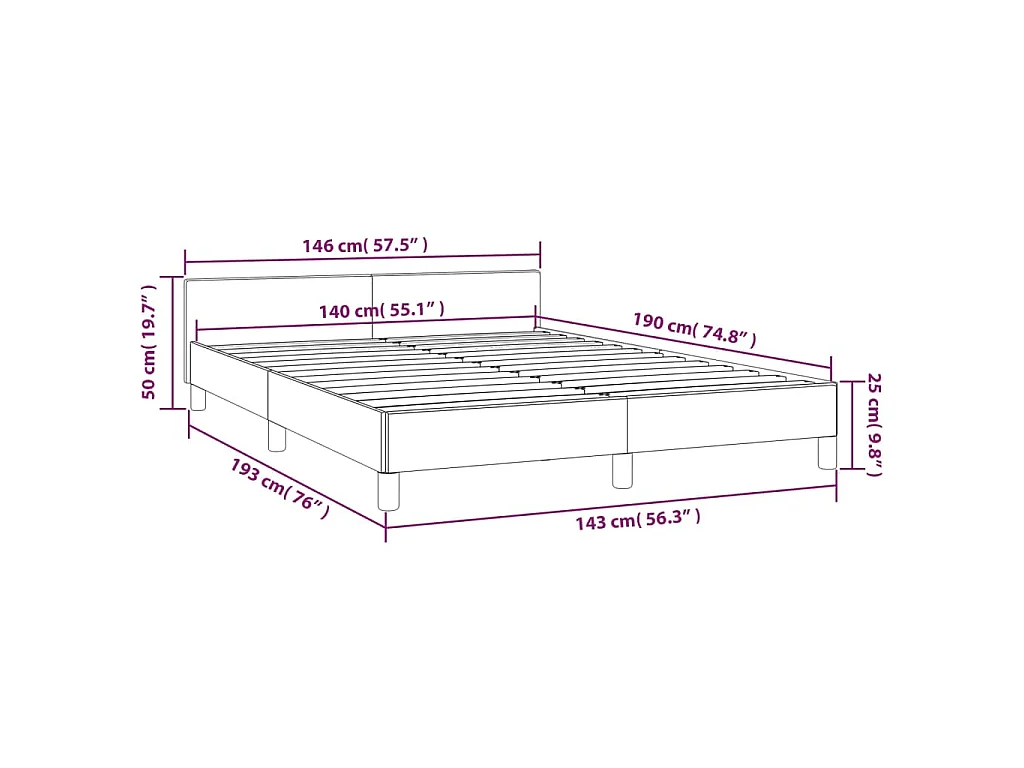 Bedframe met hoofdeinde zonder matras Cappuccino 140x190 cm