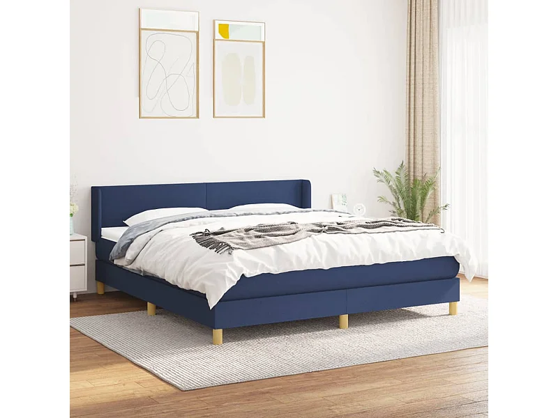Boxspringbett mit Matratze Blau 160x200 cm Stoff