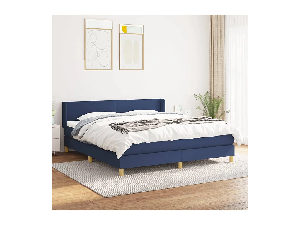 Boxspring met matras stof blauw 160x200 cm
