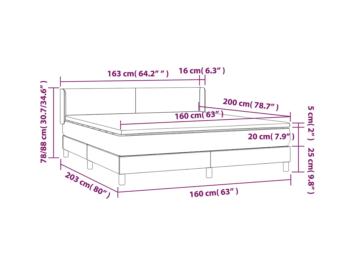 Boxspring met matras stof blauw 160x200 cm