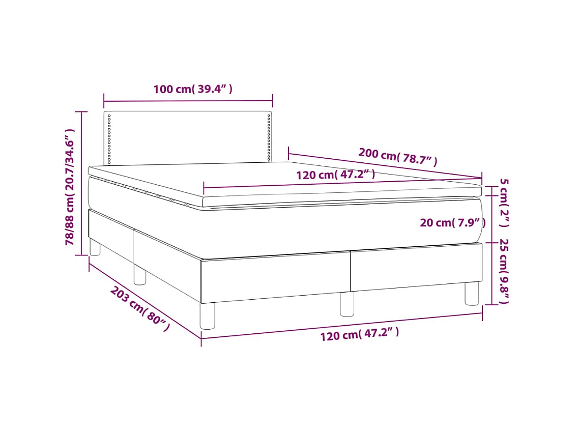 Boxspringbett mit Matratze Rosa 120x200 cm Samt