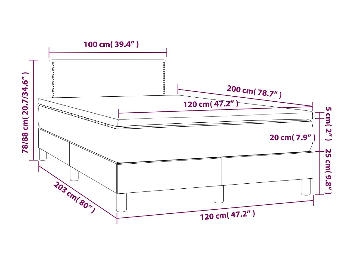 Boxspring met matras fluweel roze 120x200 cm