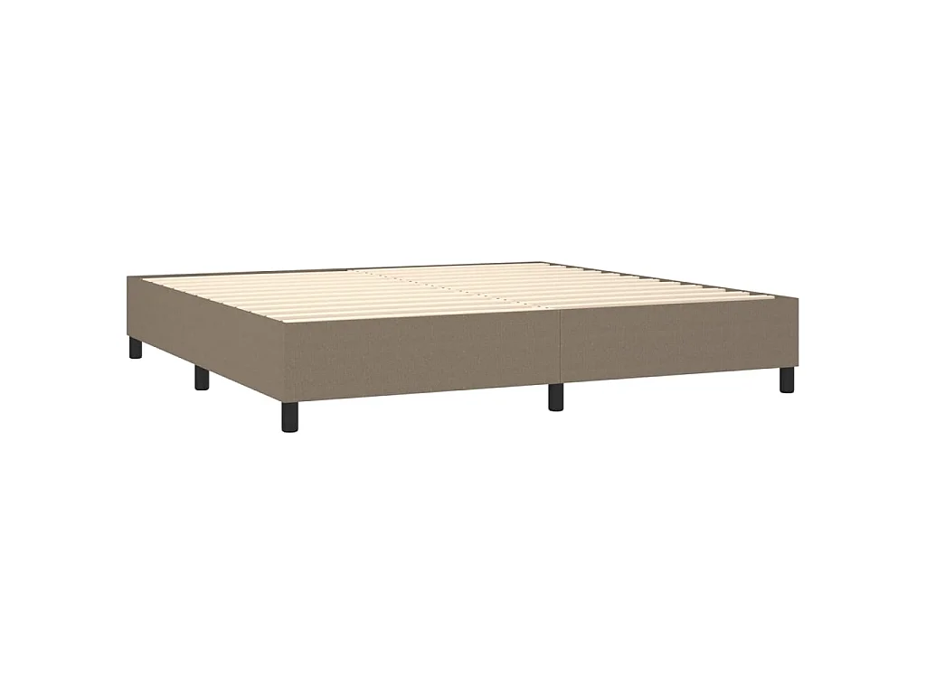 Cama box spring colchão/LED 200x200cm tecido cinza-acastanhado