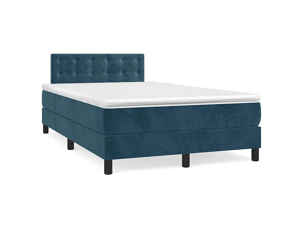Boxspringbett mit Matratze Dunkelblau 120x200 cm Samt