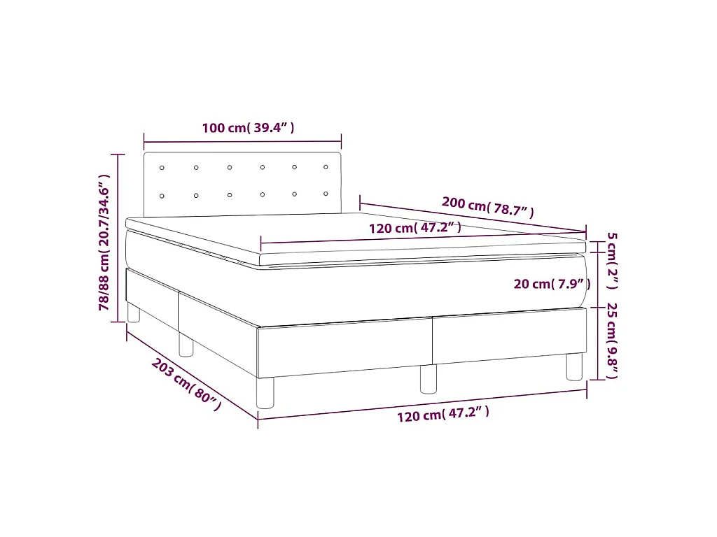 Boxspringbett mit Matratze Dunkelblau 120x200 cm Samt