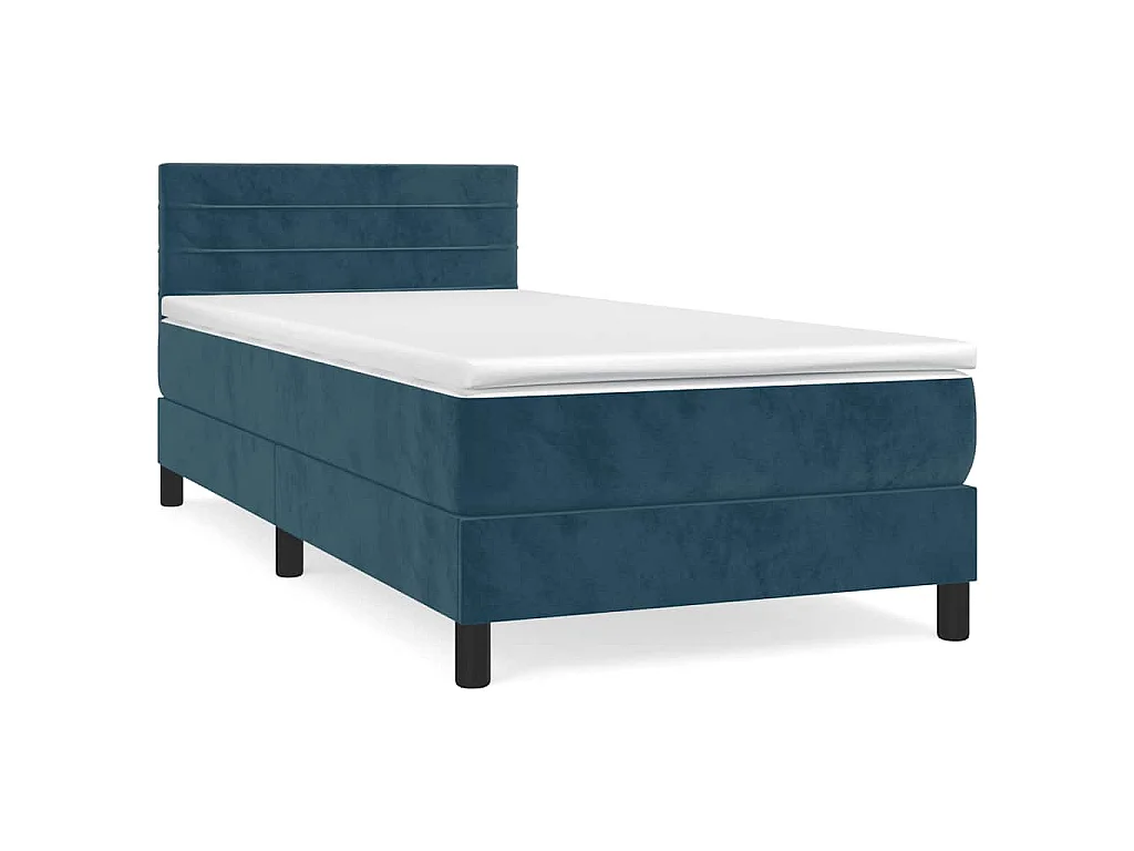 Boxspring met matras fluweel donkerblauw 90x200 cm