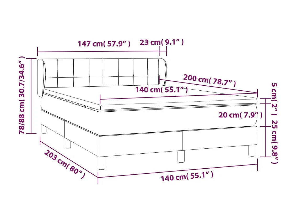 Giroletto a Molle con Materasso Tortora 140x200 cm in Tessuto
