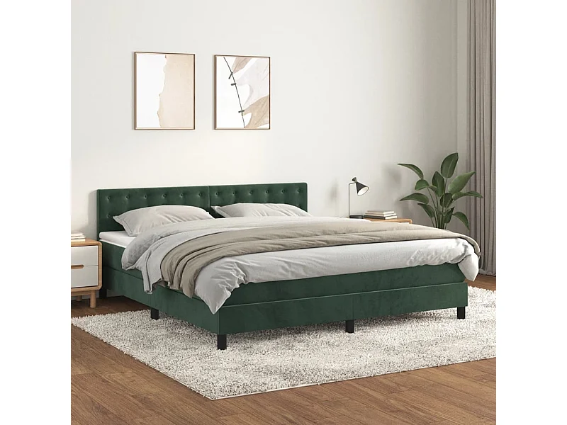 Boxspringbett mit Matratze Dunkelgrün 160x200 cm Samt