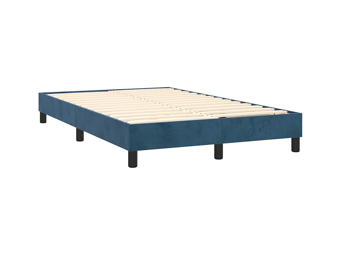 Cama boxspring com colchão 120x200 cm veludo azul-escuro