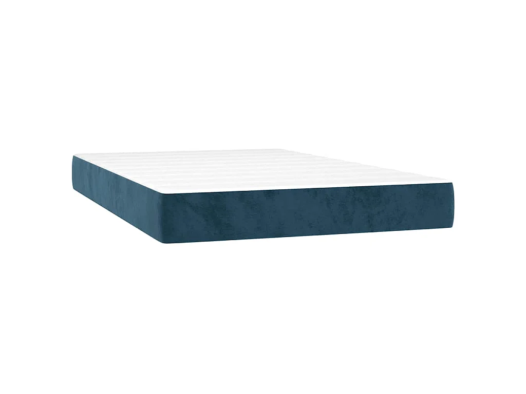 Cama boxspring com colchão 120x200 cm veludo azul-escuro