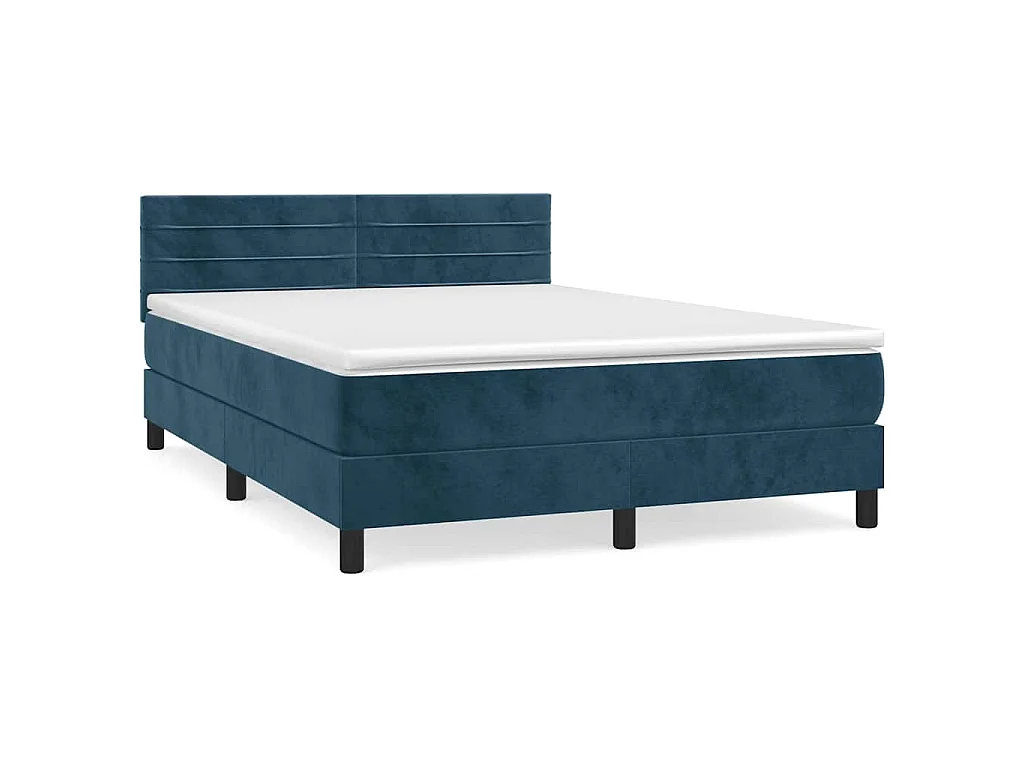 Boxspringbett mit Matratze Dunkelblau 140x200 cm Samt