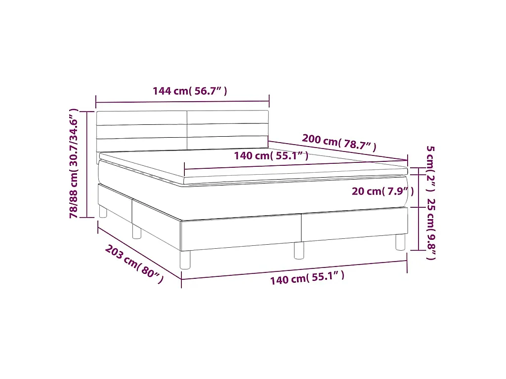 Boxspringbett mit Matratze Dunkelblau 140x200 cm Samt