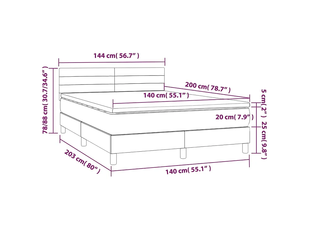 Boxspringbett mit Matratze Dunkelblau 140x200 cm Samt