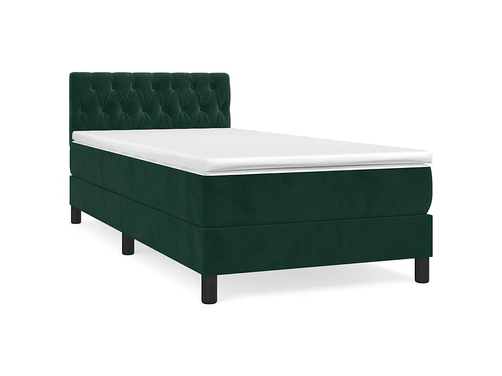 Boxspringbett mit Matratze Dunkelgrün 100x200 cm Samt