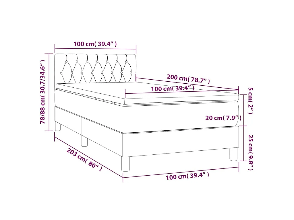 Boxspringbett mit Matratze Dunkelgrün 100x200 cm Samt