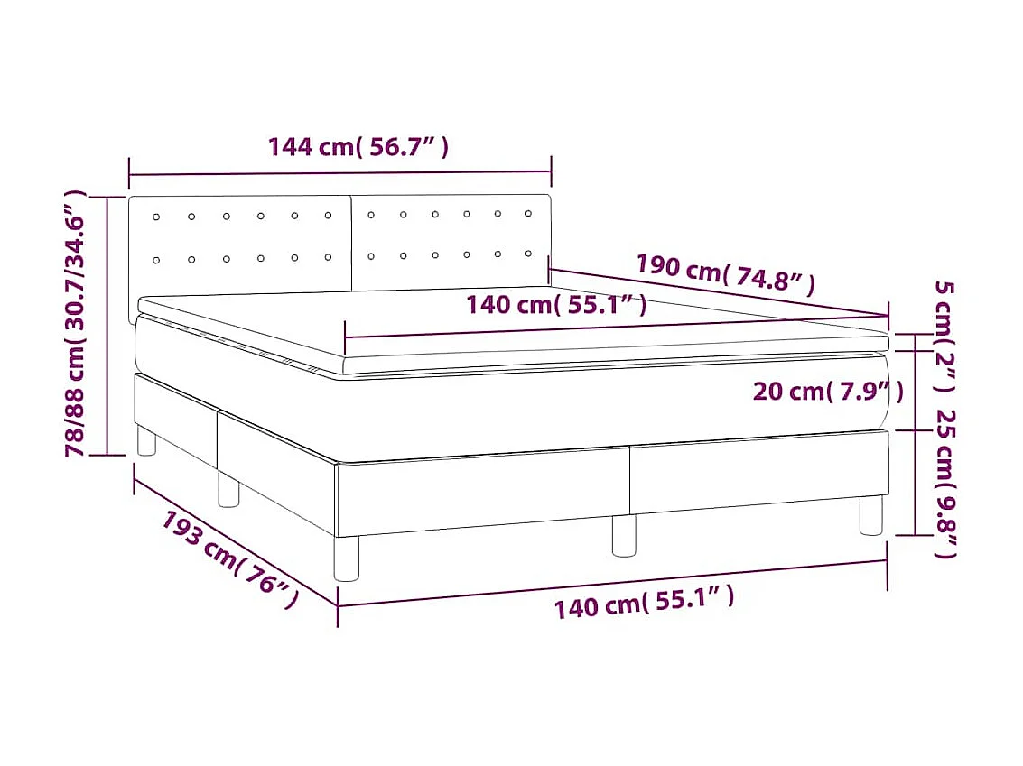 Sommier à lattes de lit et matelas Vert foncé 140x190cm Velours