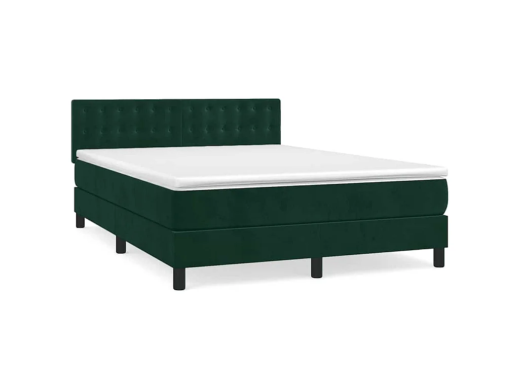 Giroletto a Molle con Materasso Verde Scuro 140x190 cm Velluto