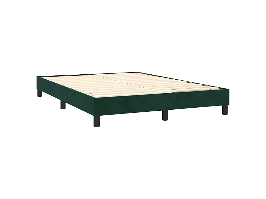 Giroletto a Molle con Materasso Verde Scuro 140x190 cm Velluto