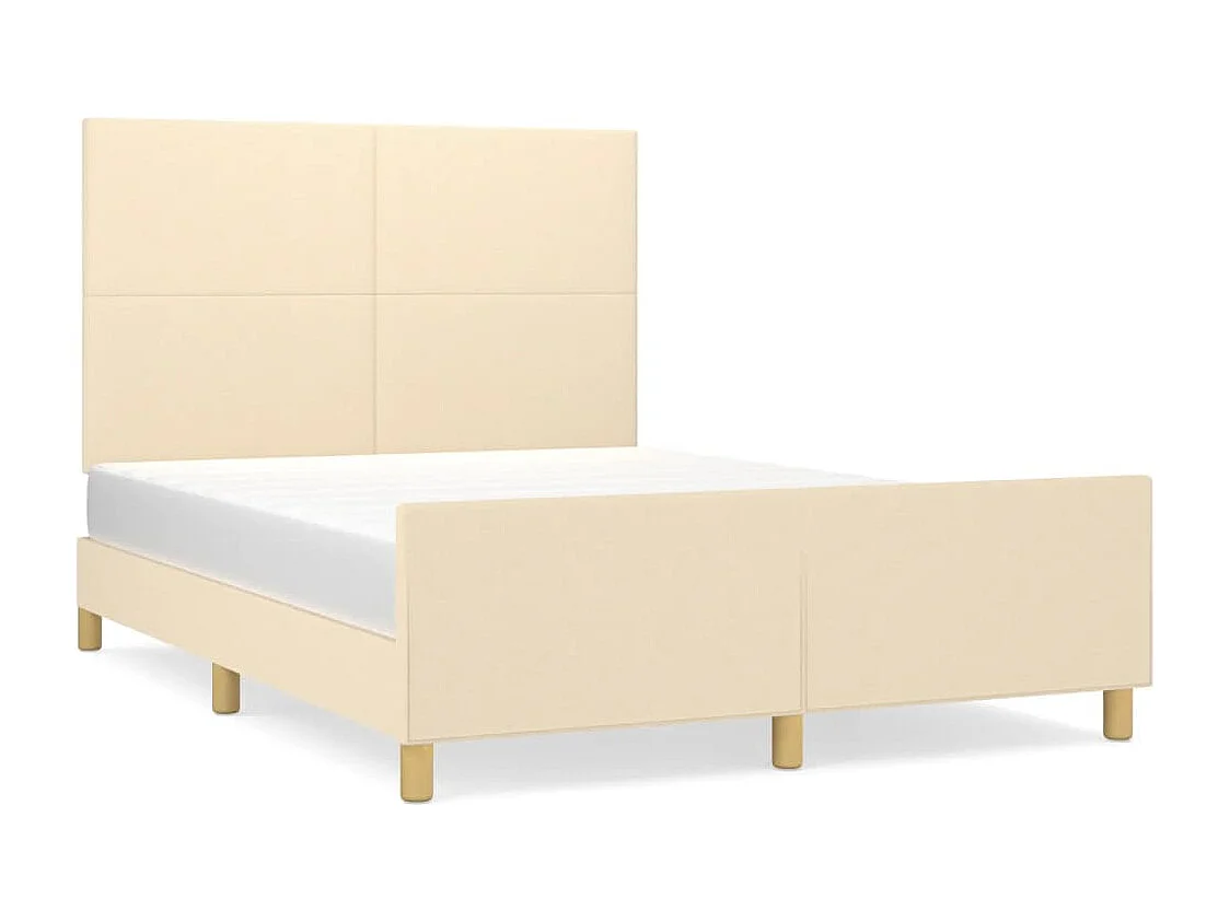 Cadre de lit sans matelas crème 140x190 cm tissu
