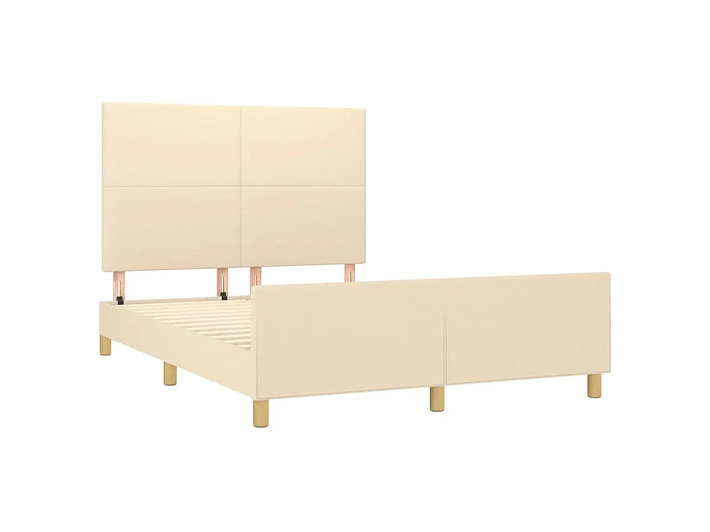 Cadre de lit sans matelas crème 140x190 cm tissu