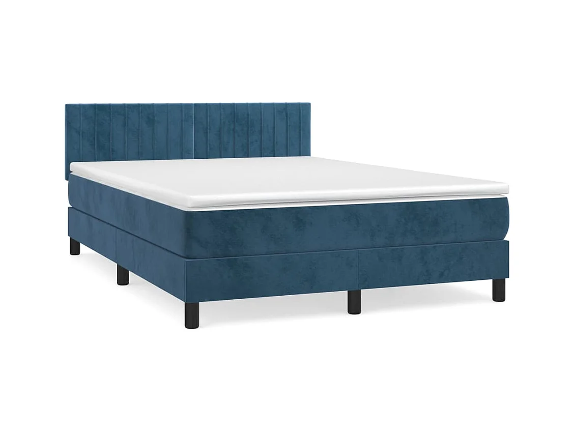 Boxspringbett mit Matratze Dunkelblau 140x200 cm Samt