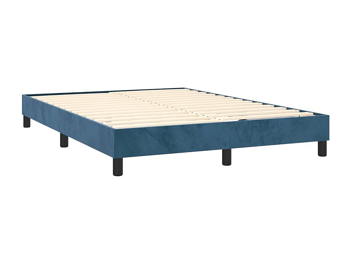 Boxspringbett mit Matratze Dunkelblau 140x200 cm Samt
