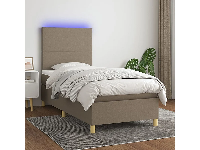 Boxspringbett mit Matratze & LED Taupe 100x200 cm Stoff