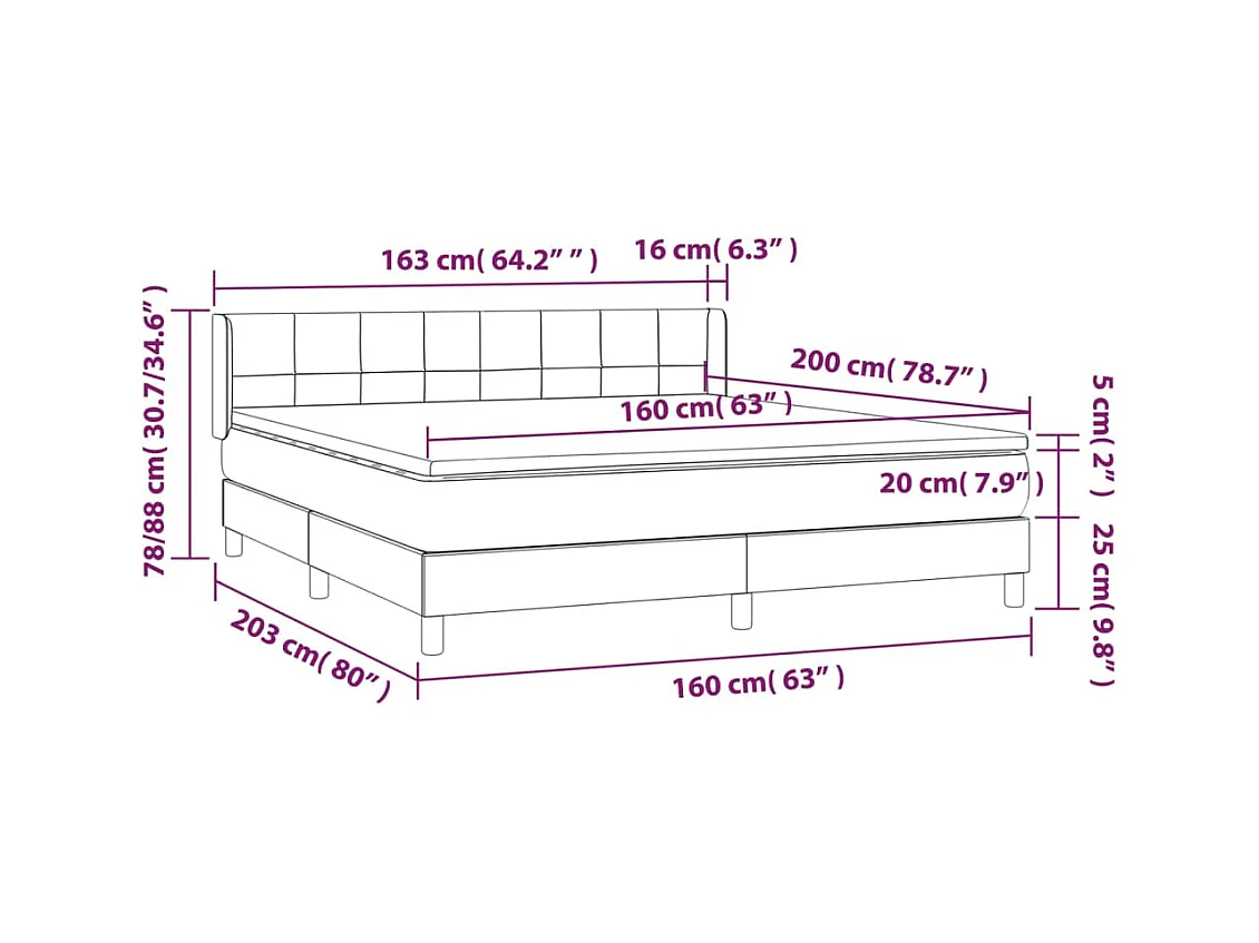 Sommier à lattes de lit avec matelas Taupe 160x200 cm Tissu
