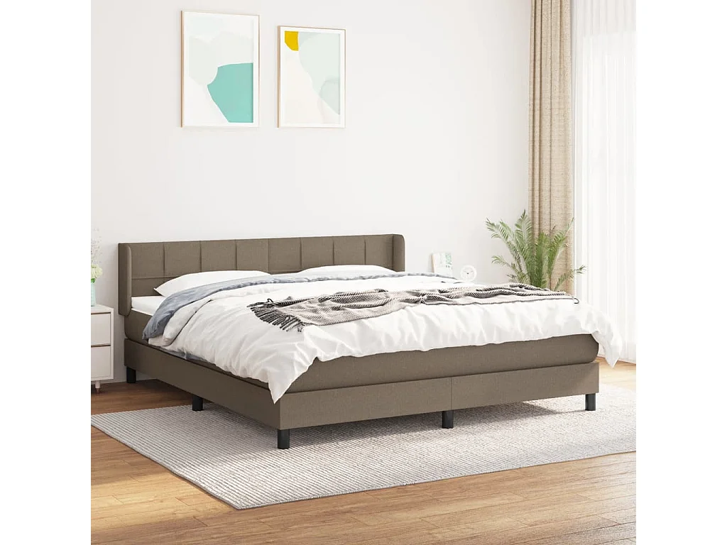 Sommier à lattes de lit avec matelas Taupe 160x200 cm Tissu