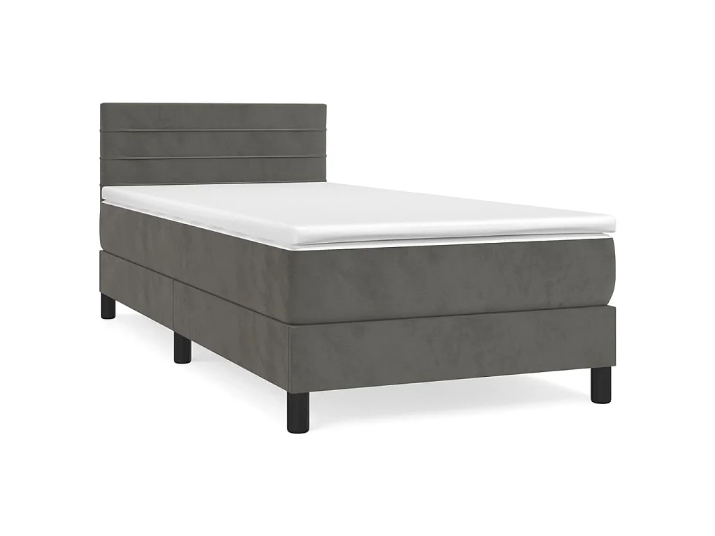 Sommier à lattes de lit et matelas Gris foncé 90x190 cm Velours