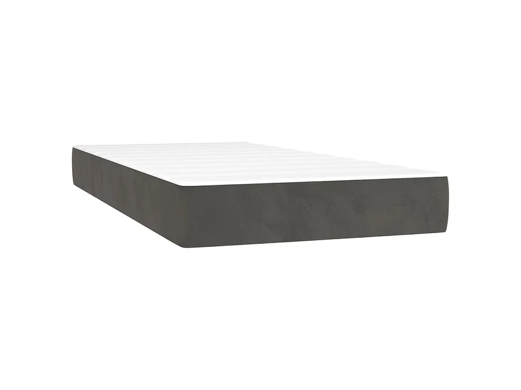 Sommier à lattes de lit et matelas Gris foncé 90x190 cm Velours