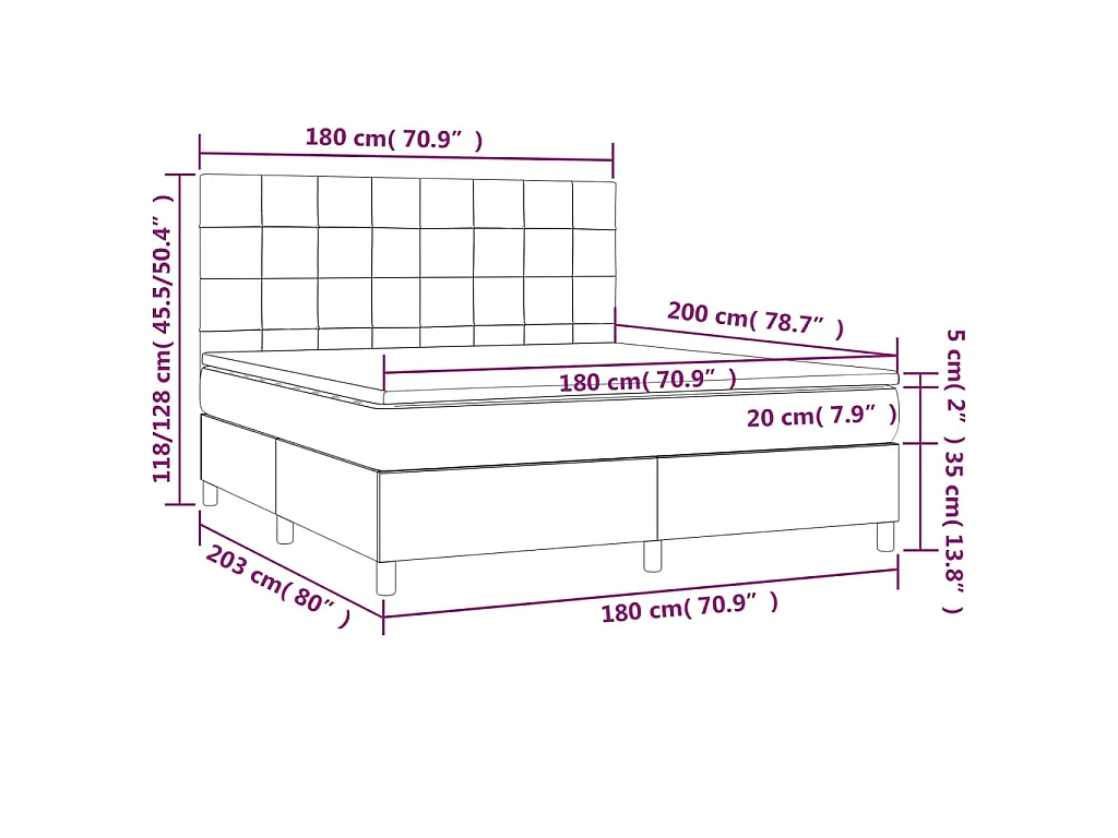 Boxspring met matras en LED stof blauw 180x200 cm
