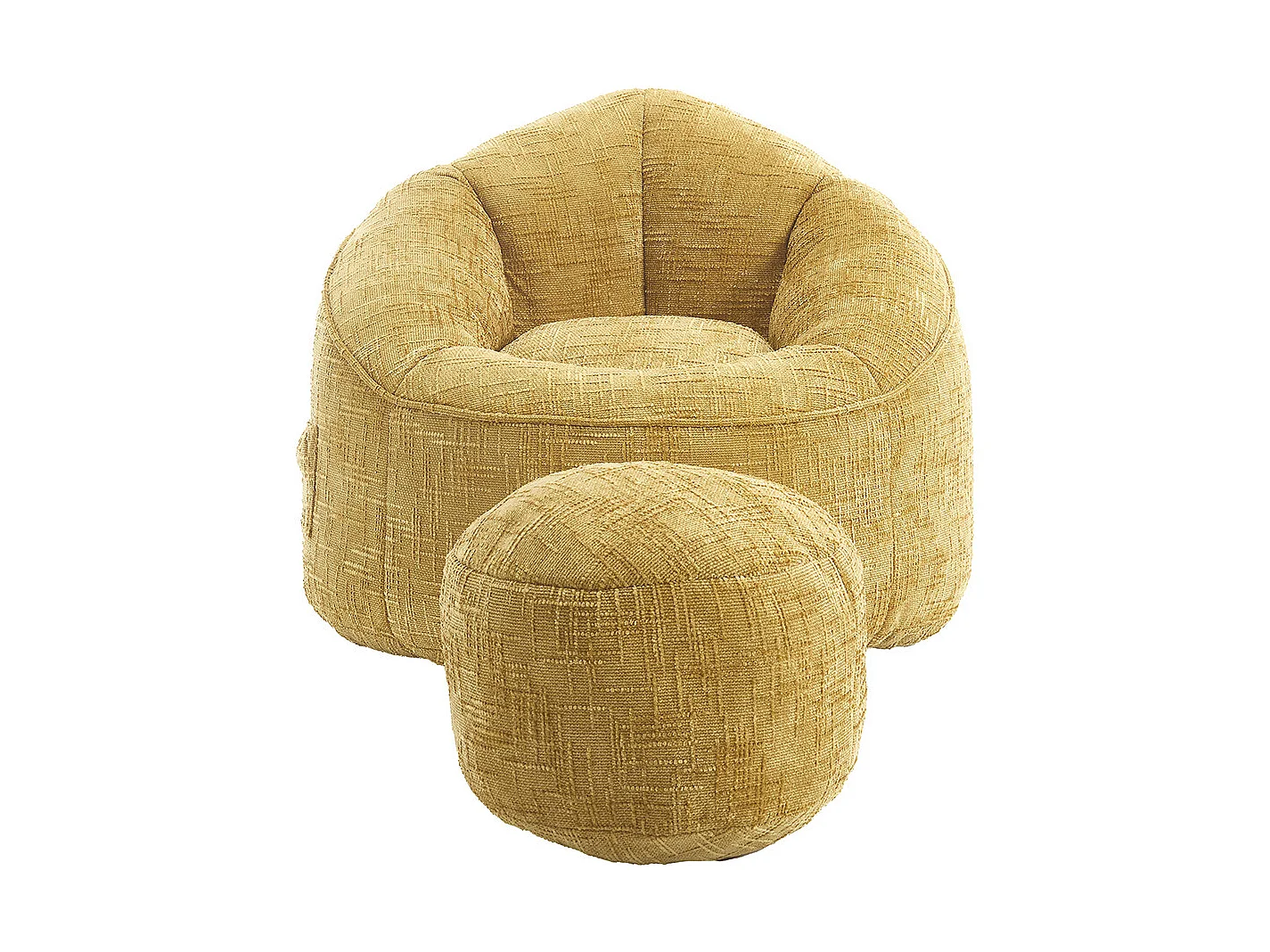 Pouf chaise mousse haute densité compressée repose pieds jaune