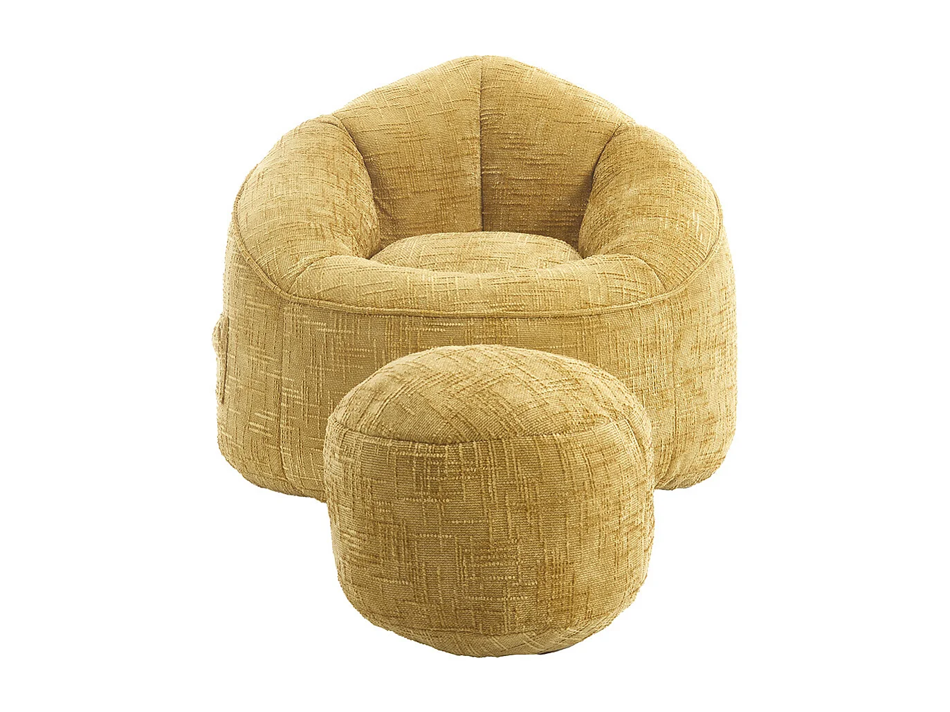 Pouf chaise mousse haute densité compressée repose pieds jaune
