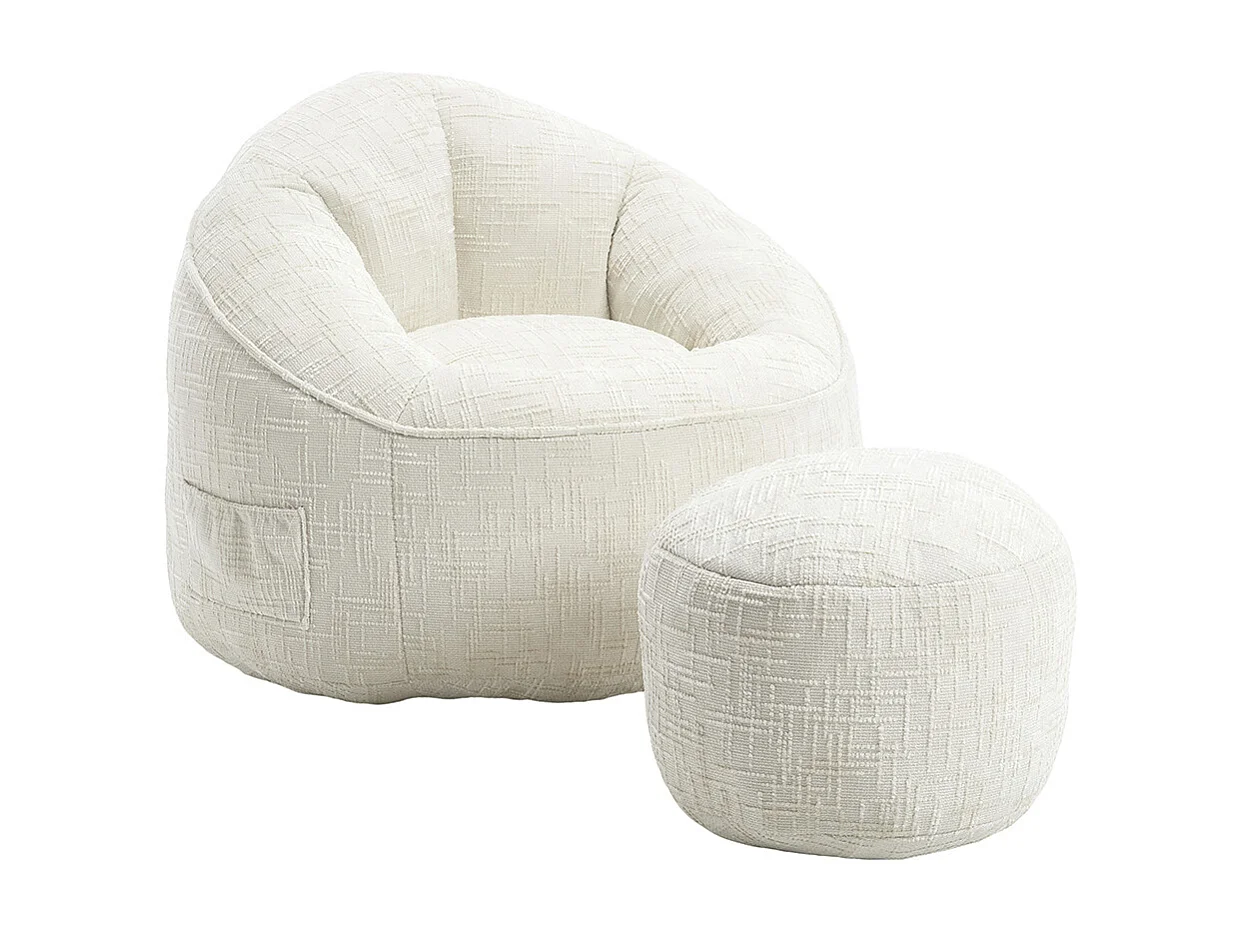 Pouf chaise mousse haute densité compressée repose pieds beige