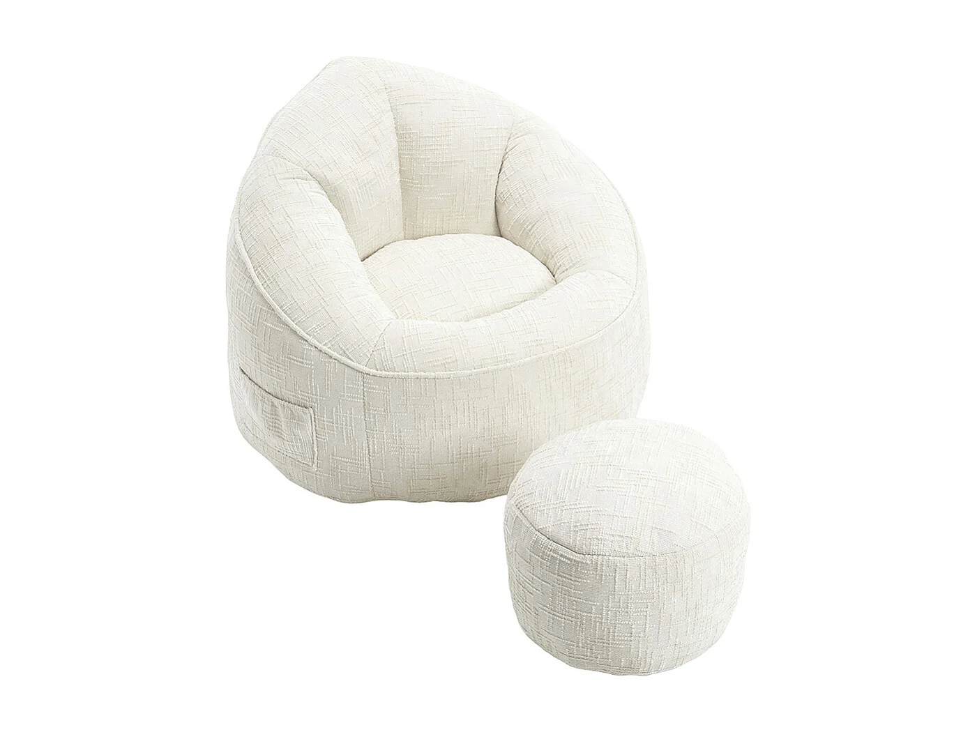Pouf chaise mousse haute densité compressée repose pieds beige
