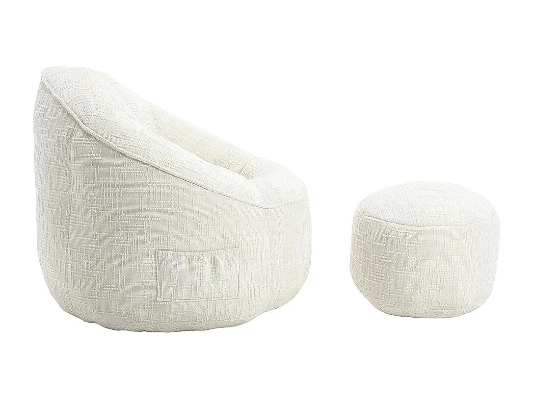 Pouf chaise mousse haute densité compressée repose pieds beige
