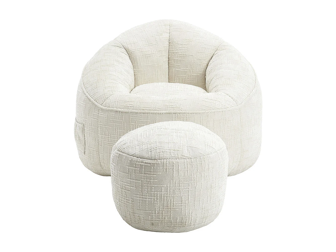 Pouf chaise mousse haute densité compressée repose pieds beige
